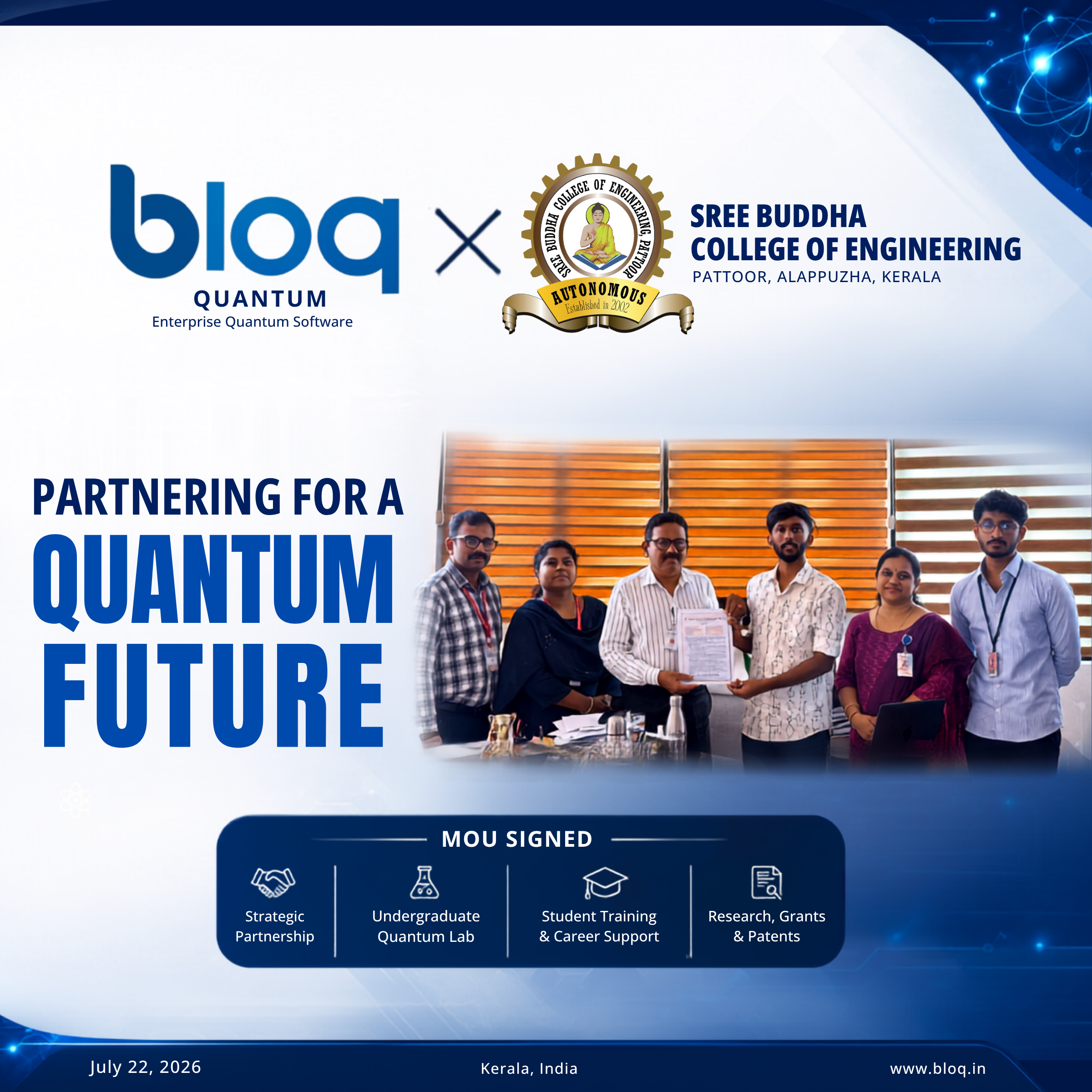 Bloq Quantum Enters Strategic Partnership with Sree Buddha College of Engineering to Establish a Premier Hub for Quantum Technology