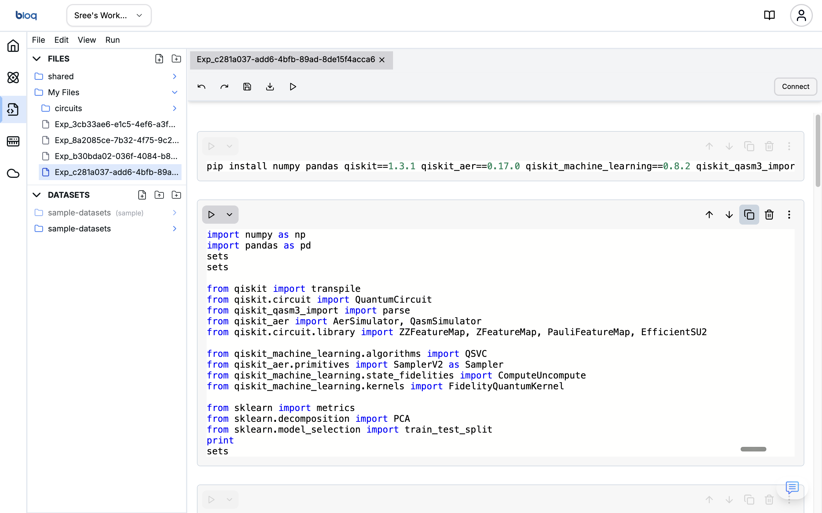 Bloq Quantum Editor — fully editable Jupyter Notebook environment connected to CPU and GPU clusters for hybrid classical-quantum workflows